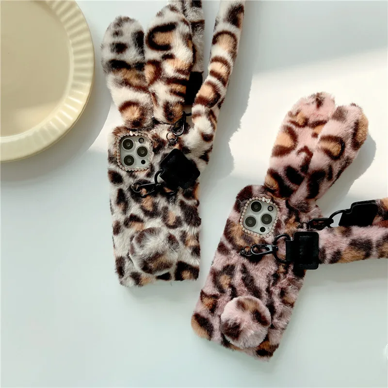 

Длинный висячий веревочный чехол Fluffy Bunny для VIVO Y04 Y03 Y400 Y100 Y29 Y28 Y27 Y20 Y19 Y17S Y16 Y15S Y21D Y35 Y36 Плюшевый чехол на ремешке