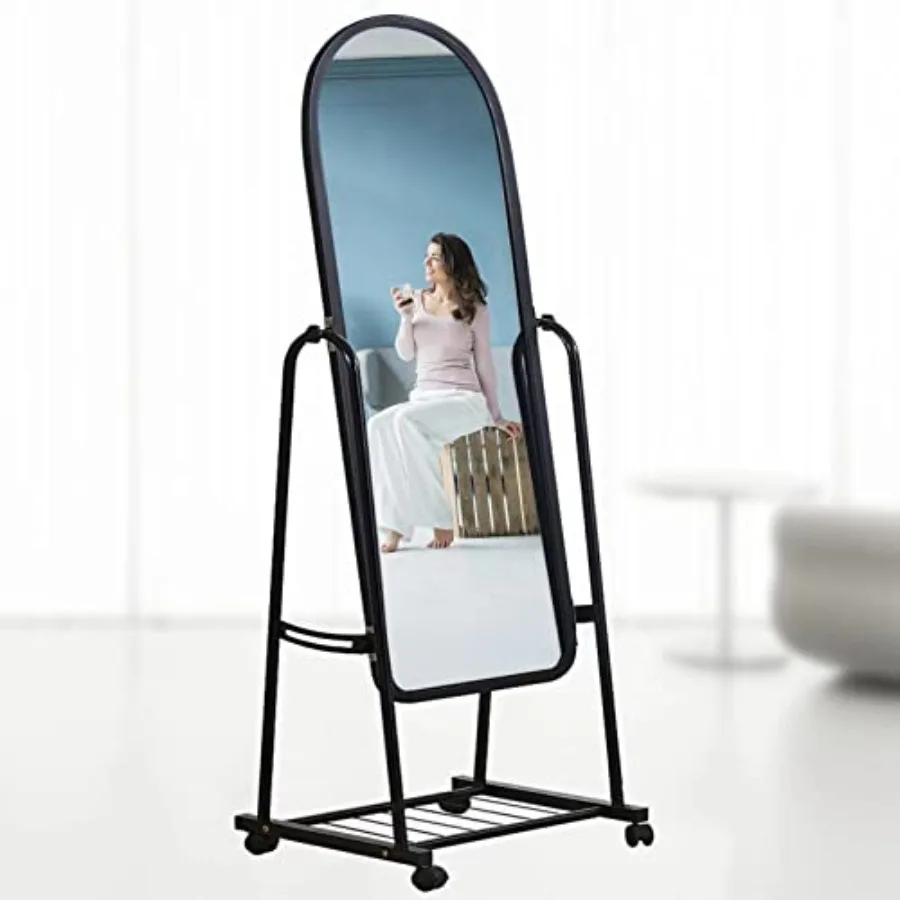 

Full-Length Mirror with Bracket, 66x17Adjustable Stand Up on Wheels with Underneath Storage, Floor-Standing Make Up Vanity Mirr
