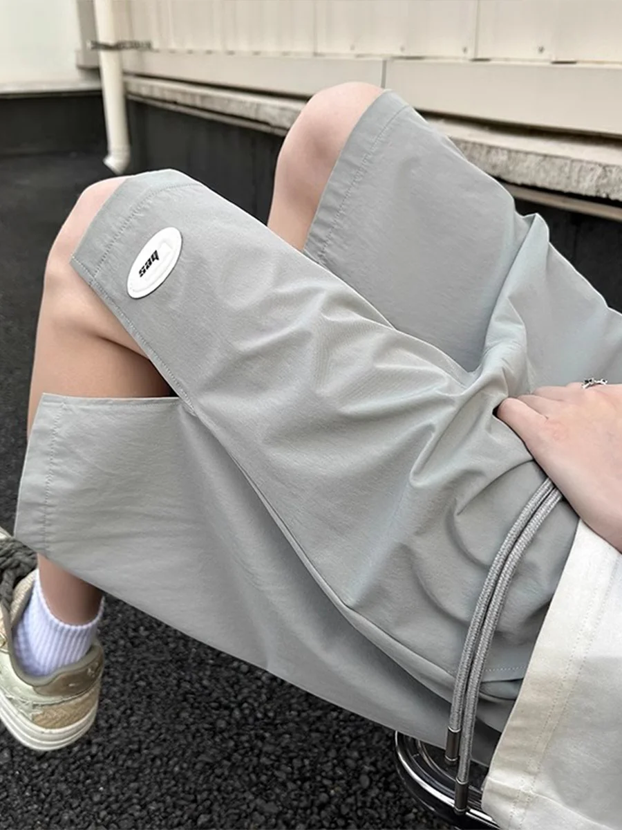 

Ice Silk Quick Dry Men's Shorts Summer Thin Basketball Sport Split Mid-Pants Loose Large Size Casual Five-Quarter Pants