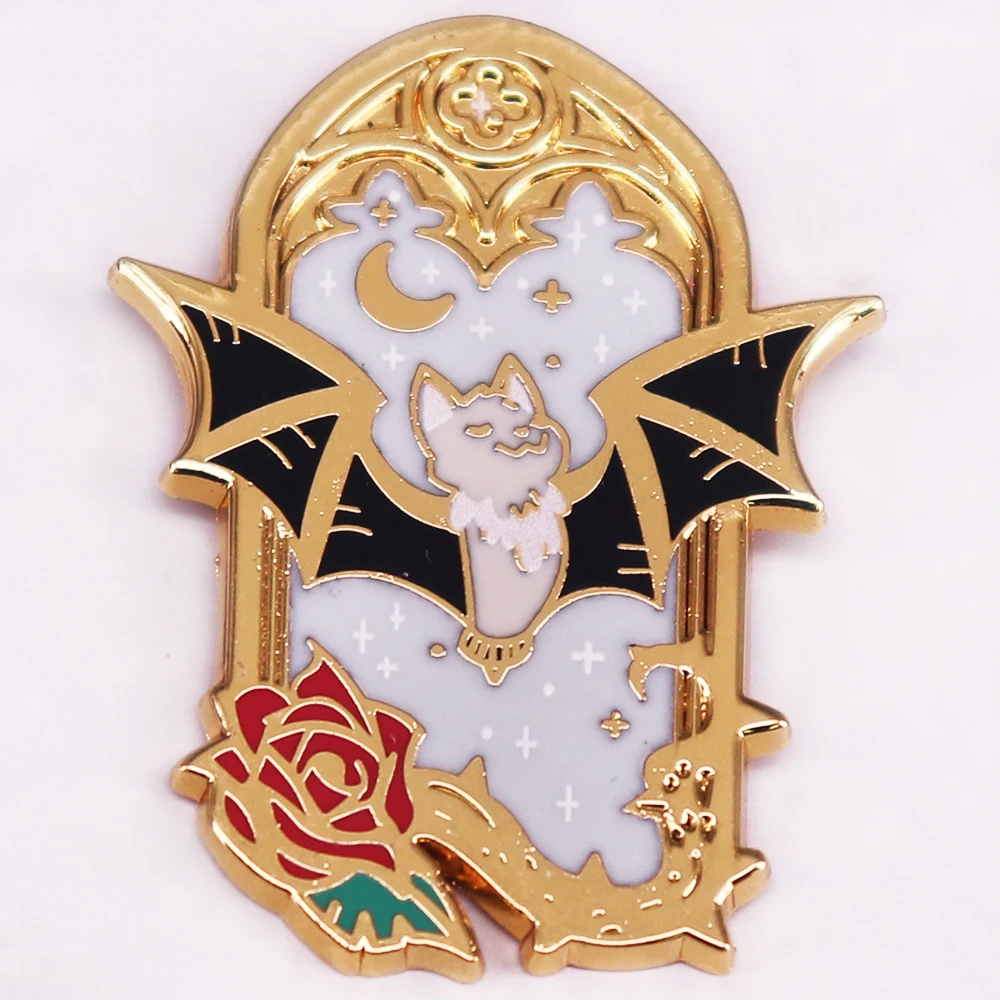 هالوين لطيف شبح الخفافيش الحيوان زهرة بروش المينا شارة بدبوس للملابس قبعة حقائب الظهر جاكيتات قميص الديكور #1