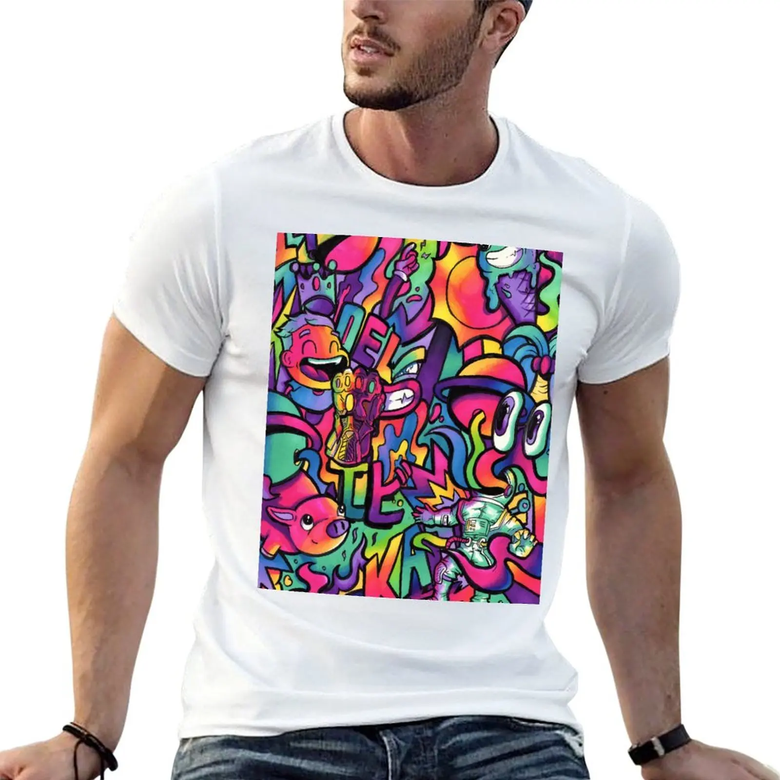 Camiseta C H A M E L E O N // Copic Marker Doodle, camiseta de algodón, camisetas 100% para hombre, camisetas gráficas de anime, camiseta oversize
