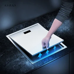 ASRAS New 304 Stainless Steel 4mm Thickness Handmade Brushed kitchen Sink Cover hidden Single Kitchen Small Size Kitchen Sink