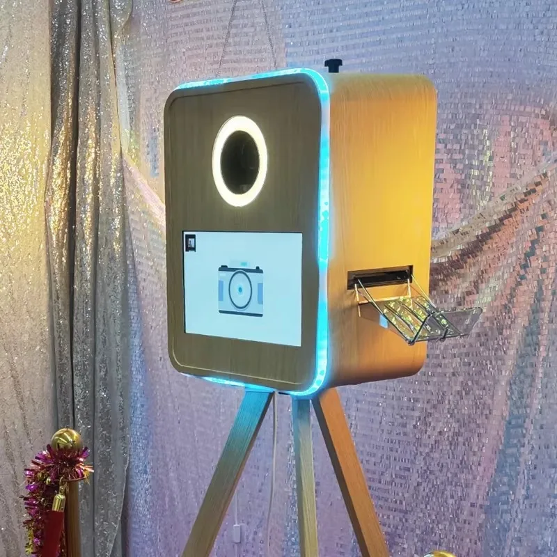 Elegant Retro Vintage Pod Wooden Style 15.6 Touch Screen Photobooth Machine DSLR Photo Booth Shell Stand with Tripod Sale