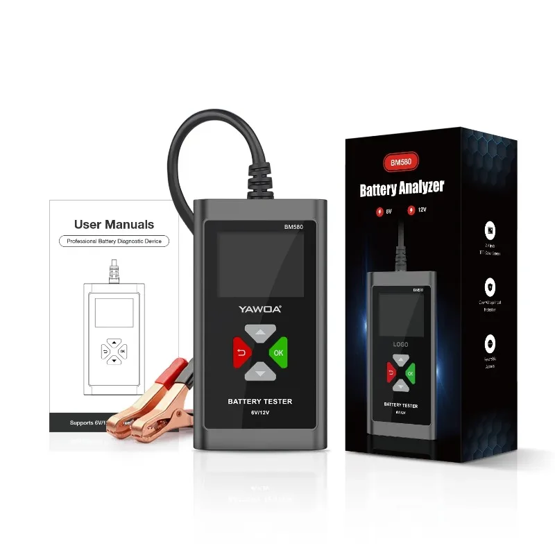 BM580 Car Battery Tester 6V 12V Automotive Test Tools Car Health Exam Reversible Access Clip Voltmeter PK BM550 BM560