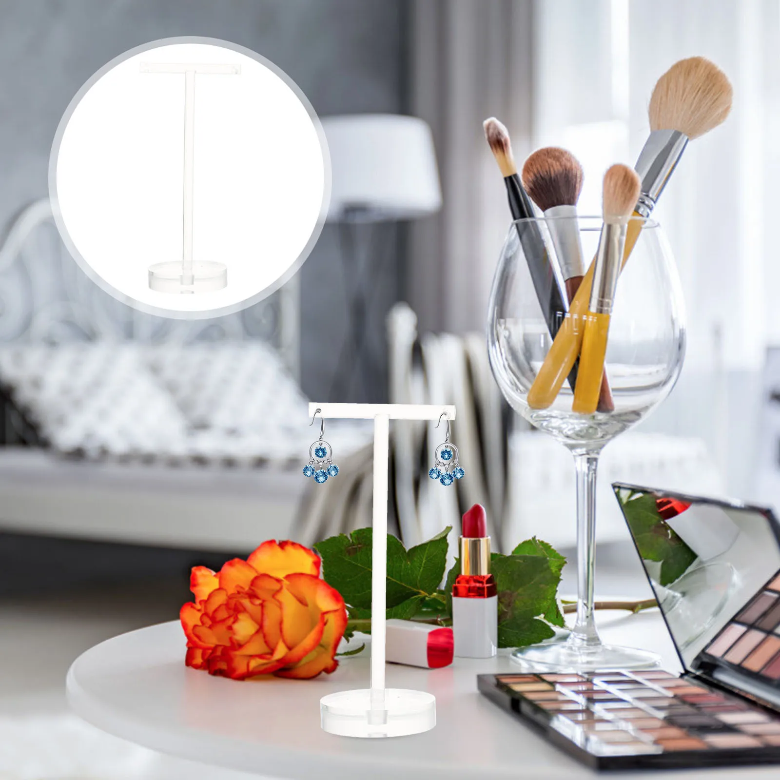 

1Pcs Acrylic Earring Storage Rack T-Shape Earring Organizer Jewelry Display Holder Decorative Jewelry Shop Stand Dustproof