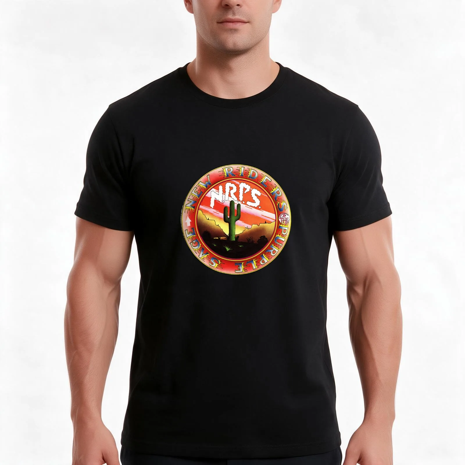 New Riders Of The Purple Sage T-Shirt, Summer Casual Cotton Tee, Oversized Streetwear Tops, Vintage Graphic Print, 100% Cotton