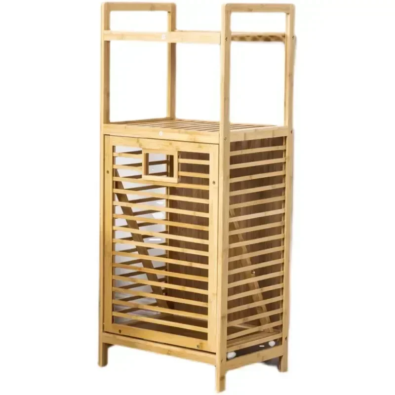 Side Rack Large Dirty Clothes Storage Basket Bamboo Dirty Clothes Storage Basket Fabric Toilet Rack Storage Basket