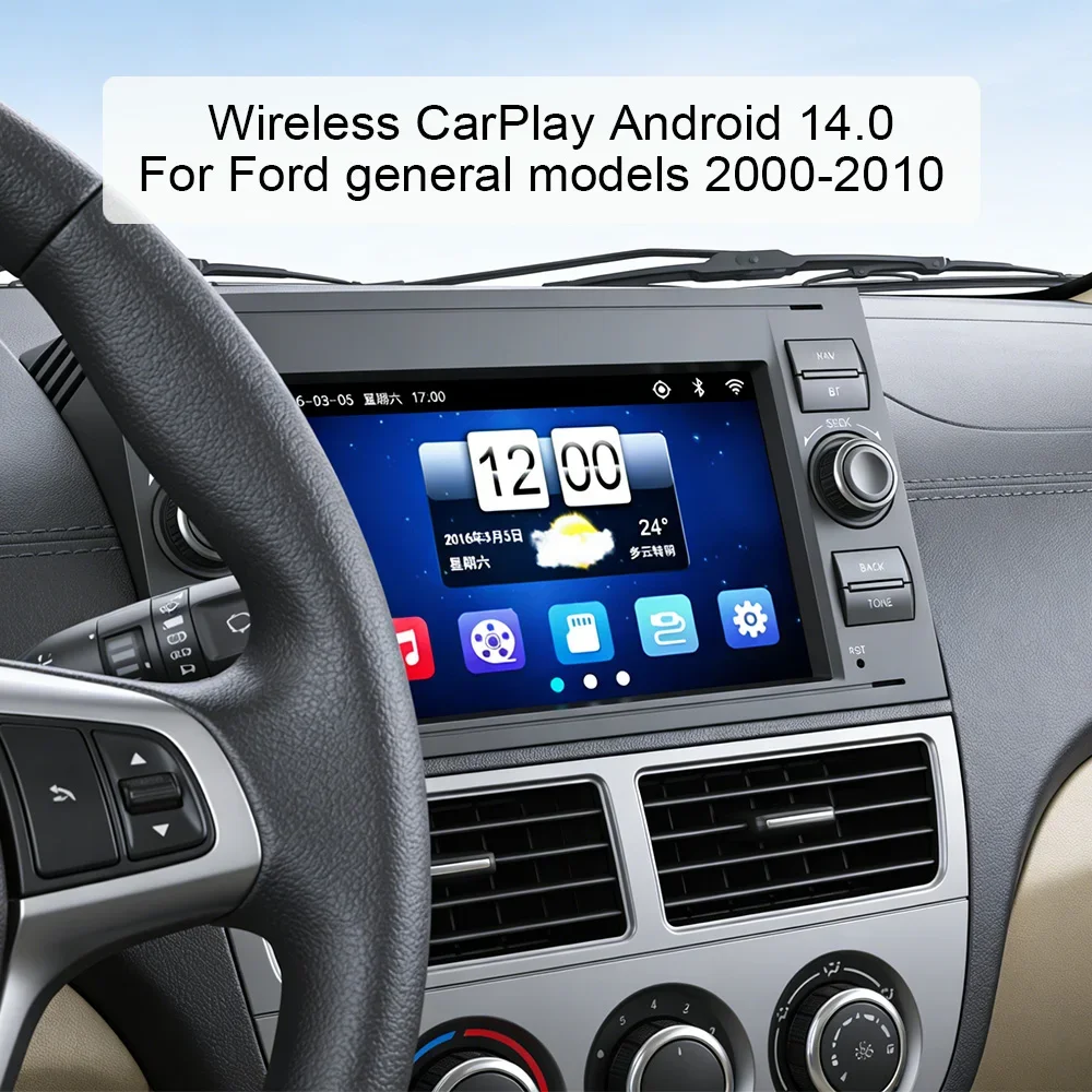 7' IPS Car Radio for Ford Models 2000-2010 Wireless CarPlay Android Auto WiFi Bluetooth Multimedia Player