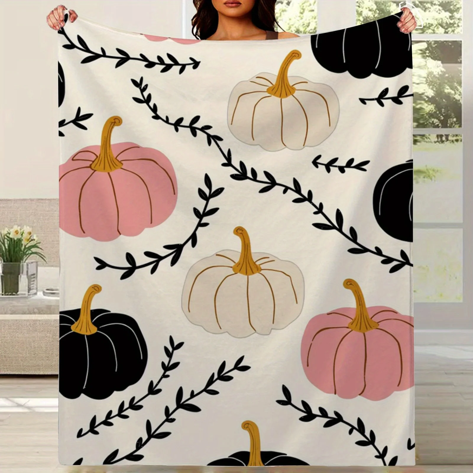 Pumpkin Autumn Fall Throw Blanket for Sofa Couch Cozy Decor Seasonal Harvest Theme Plush Blankets 150x200cm Boho Pumpkin Gift