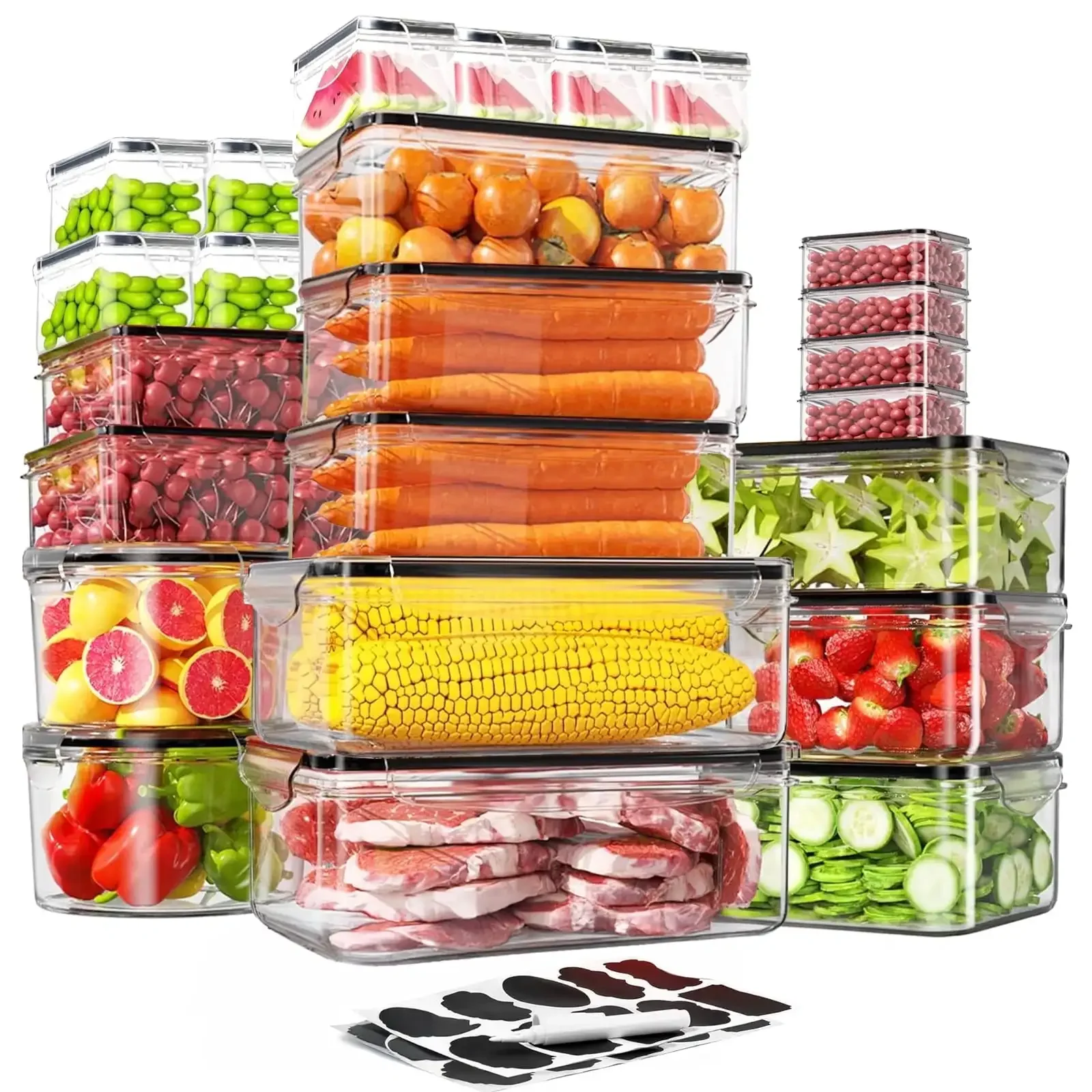 

50 Food Storage Containers with Lids, Meal Prep Plastic Containers Pantry and Kitchen Organization (24 Containers + 24 Lids)