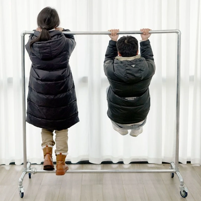 Portable Fitness Equipment Horizontal Bars Body Building Steel Pipe Pulley Drying Rack Floor To Ceiling Indoor Display Rack