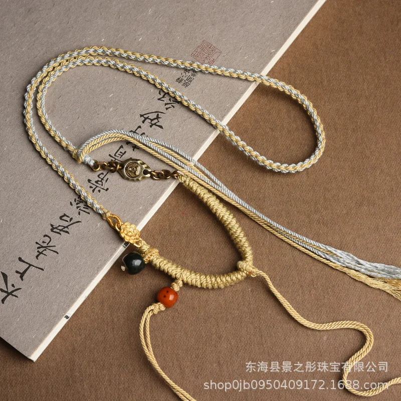 Tibetan Crafts Braided Pendant Rope Semi-Finished ProductsdiySweater Chain Can Be Hung Thangka Tibetan Style Hand-Made Cotton Th