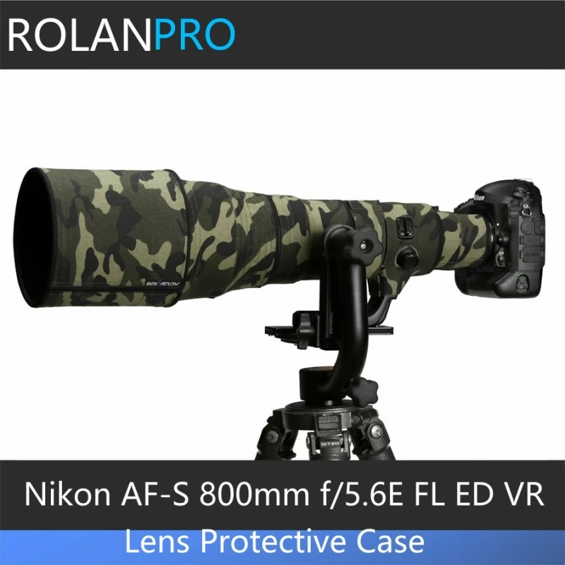 

ROLANPRO Lens Clothing Camouflage Coat Rain Cover for Nikkor Nikon AF-S 800mm f/5.6E FL ED VR lens Protective Case Guns Sleeve