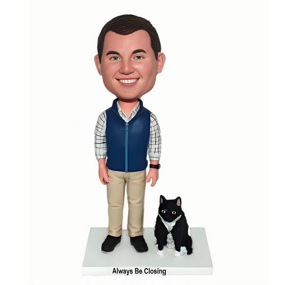 Man Cat Personalized Bobblehead Figures,Customized Doll for Birthday Home Office Decoration Souvenir Handcrafted Collectibles