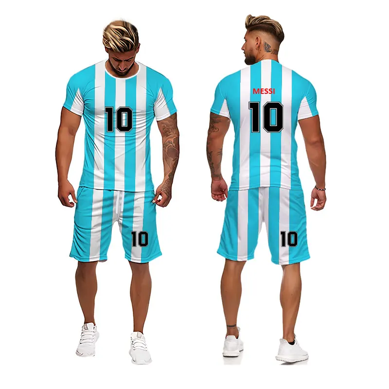 2022 Summer Men's Sets Men Casual Streetwear 2-piece Suit T shirt for Tracksuit Short Sleeve Shirt&Shorts Football clothes