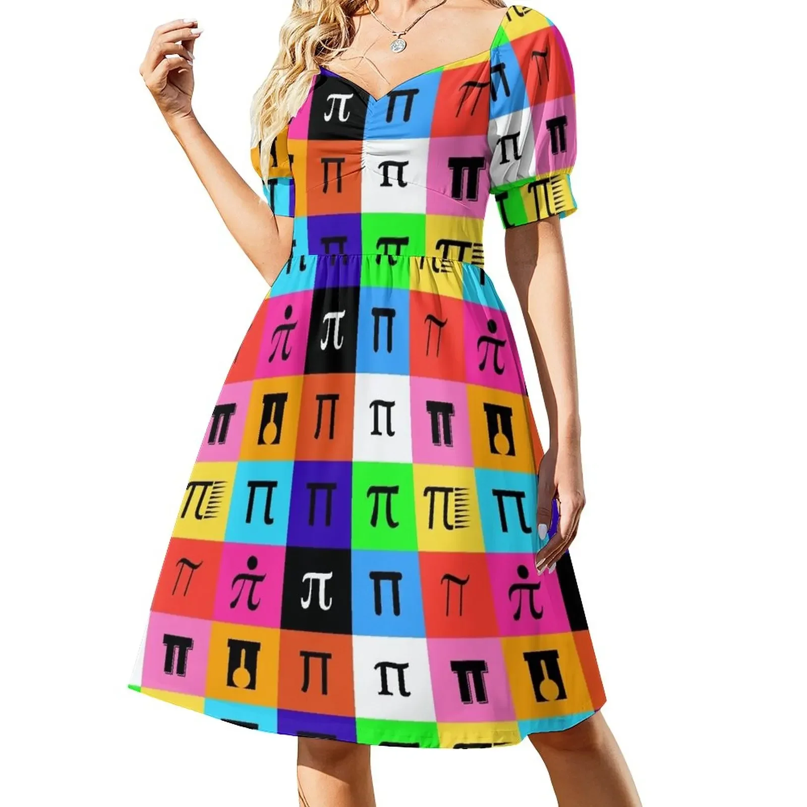 

colorblock happy pi day Short-Sleeved Dress elegant dresses plus sizes long dresses for women summer dress daily