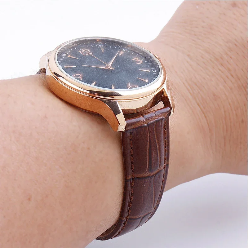 Leather Strap Watch Band 20mm 22mm 18mm 16mm 24mm Universal Belt Butterfly Buckle Sports Bracelet Wristband Watch Accessories