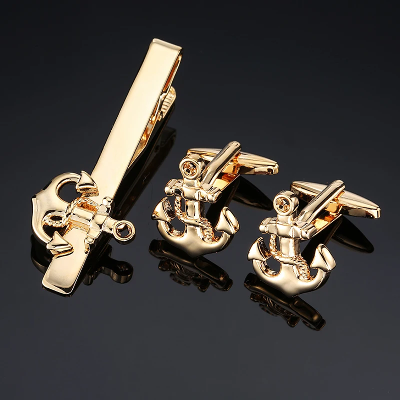 High quality ship anchor cufflinks, tie clip, men's French shirt cuffs buttons, the best choice for gift giving