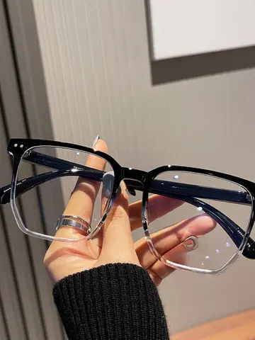 1pc Lightweight Square Clear Lens Anti Blue Light Glasses For Women Men