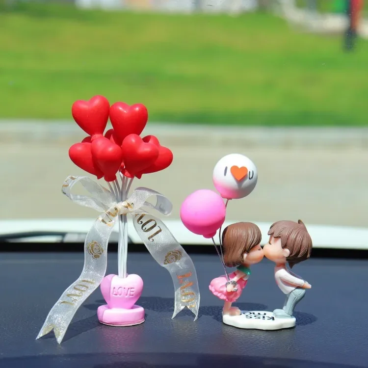 Anime Figure Couple Car Interior Decoration Cute Kiss Balloon Model Auto Ornament Accessories Girls Dashboard Figurine Gifts