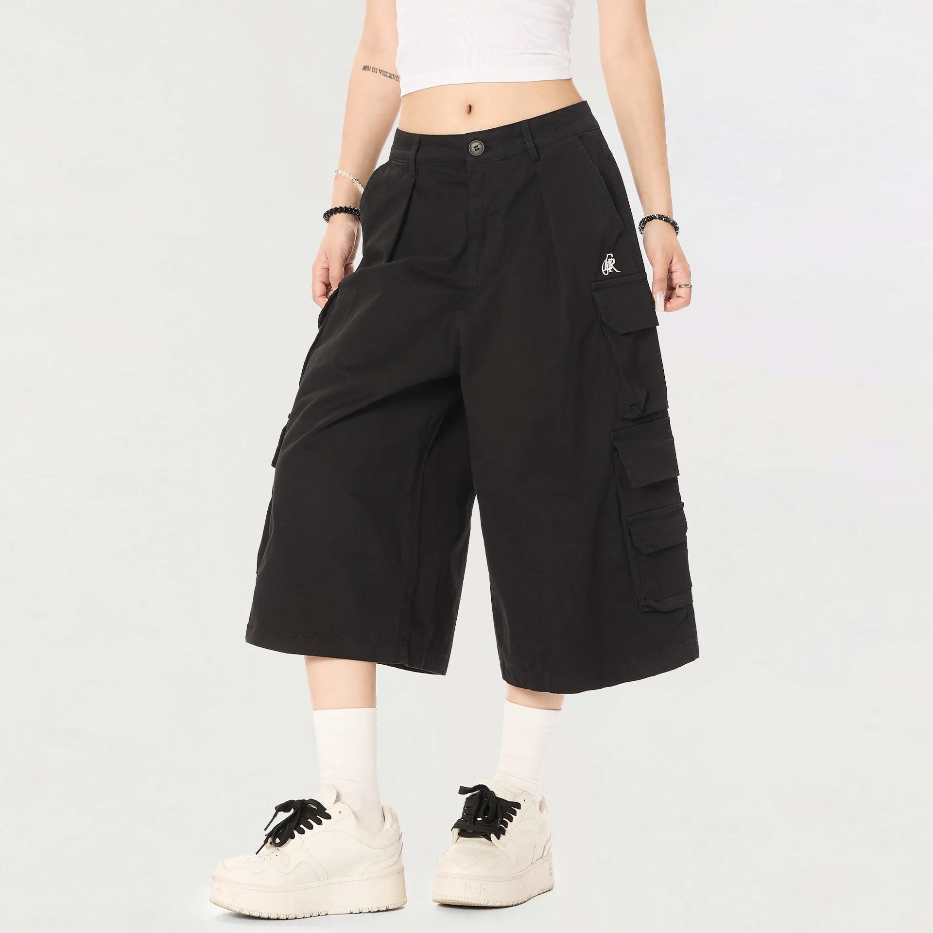 OR FL American Retro 97Cotton Women Cargo Shorts Hi Hop A Sense of Sophistication Seven-inch Shorts Wide Leg Pants Slacks Y2k