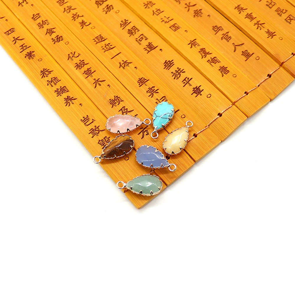 الإبداعية المتخصصة الحجر الطبيعي مصقول قطرة الماء على شكل قلادة مطلية بالذهب حواف مسننة ثقب واحد DIY بها بنفسك مجوهرات اكسسوارات #4