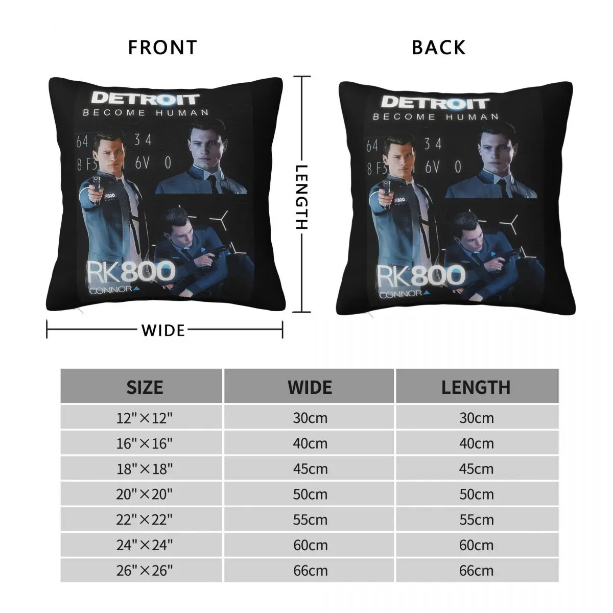 Detroit Become Human Connor Square Pillowcase Polyester Linen Velvet Pattern Throw Pillow Case Sofa Seater Cushion Cover 45x45