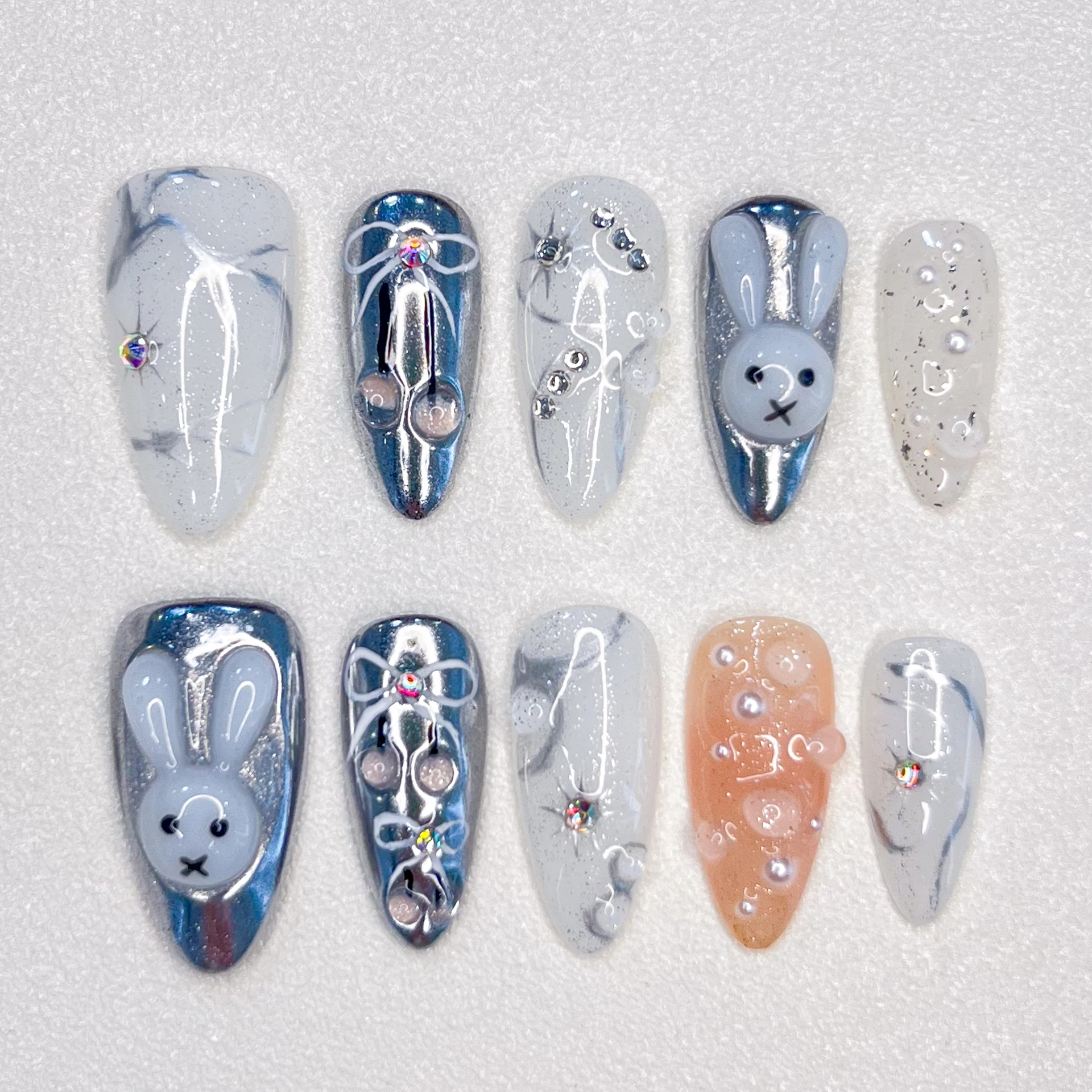 Bunny Love Press on Nails Handmade