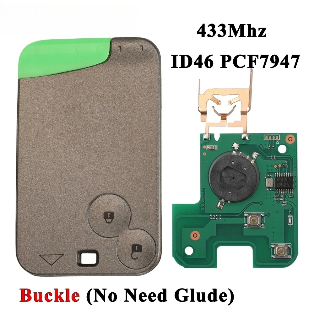 Kunci Mobil Remote Desain Gesper Untuk Renault Laguna Espace Velsatis 2001-2006 Auto Fob Kartu Pintar ID46 PCF7947 433Mhz 2BTN