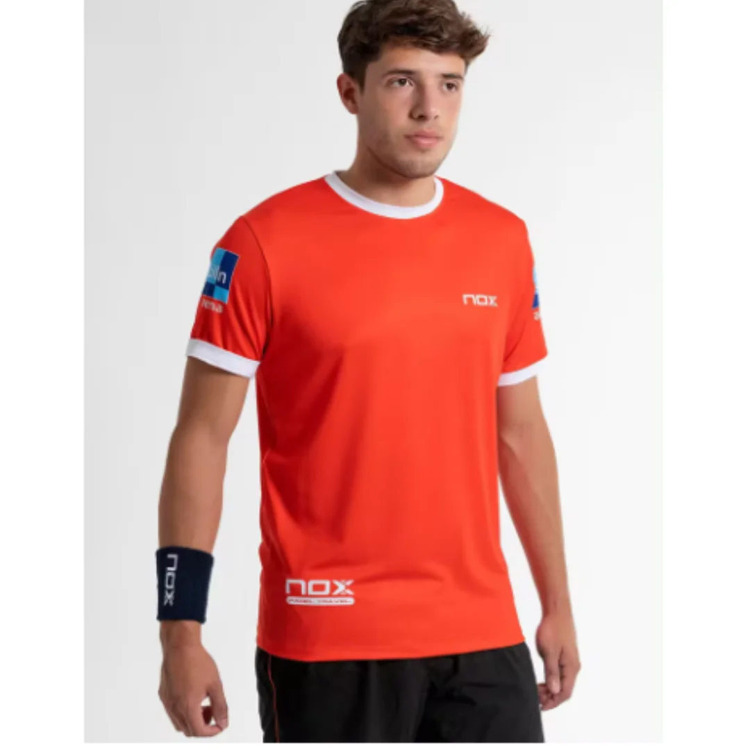 Men\'s Cage Tennis T-Shirt Sports Shirt Spanish Top Athlete Padel World Tour Crewneck Short-Sleeved Jersey Breathable