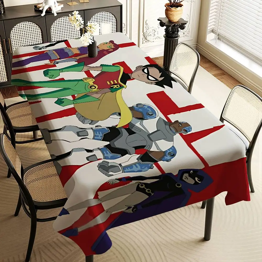 T-Teen T-Titans Go Home Tablecloths Dining Decoration And Rectangular Table Accessories Waterproof Cloth Anti-stain
