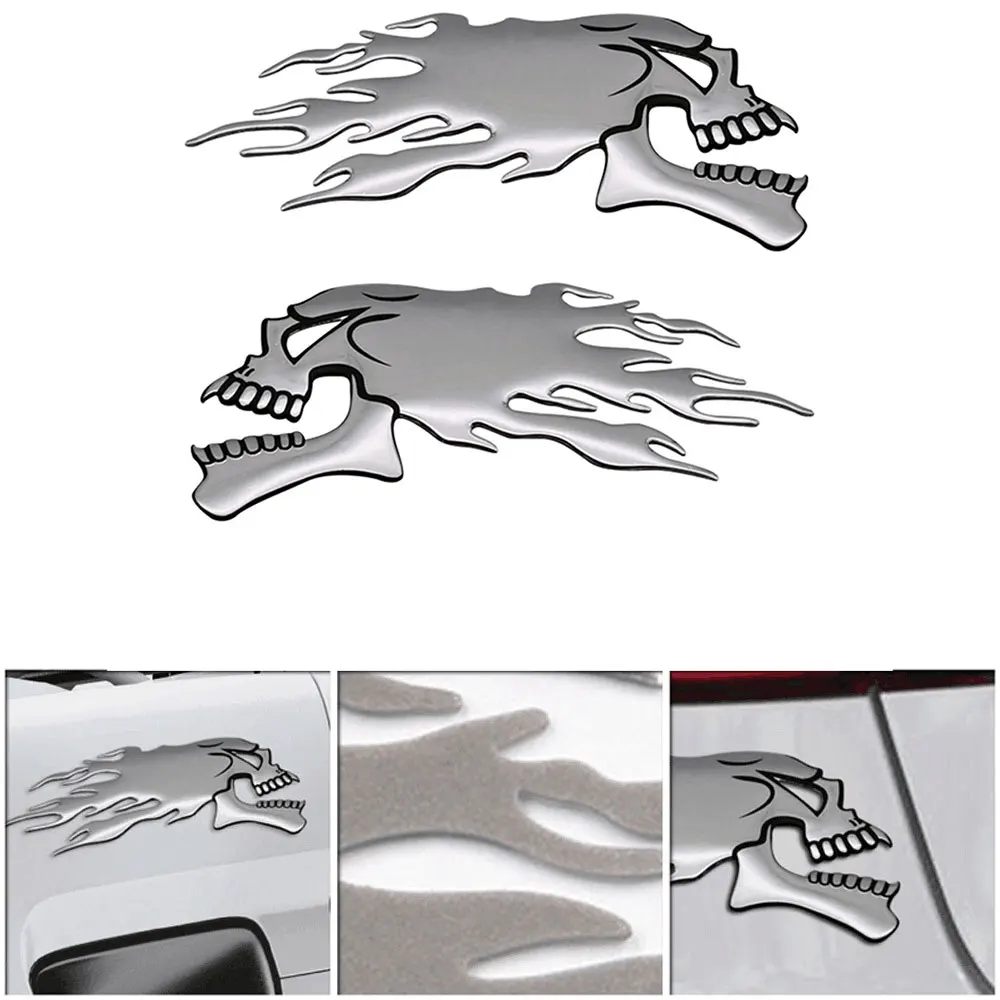Car Motorcycle Bicycle 3D Flame Ghost-Skull Head Styling Festival Decoration Sticker Emblem Decals Auto Pattern Exterior Decor