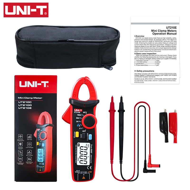 UNI-T UT210E UT210D 디지털 클램프 미터 AC DC 전류계 플라이어 NCV ... - 5