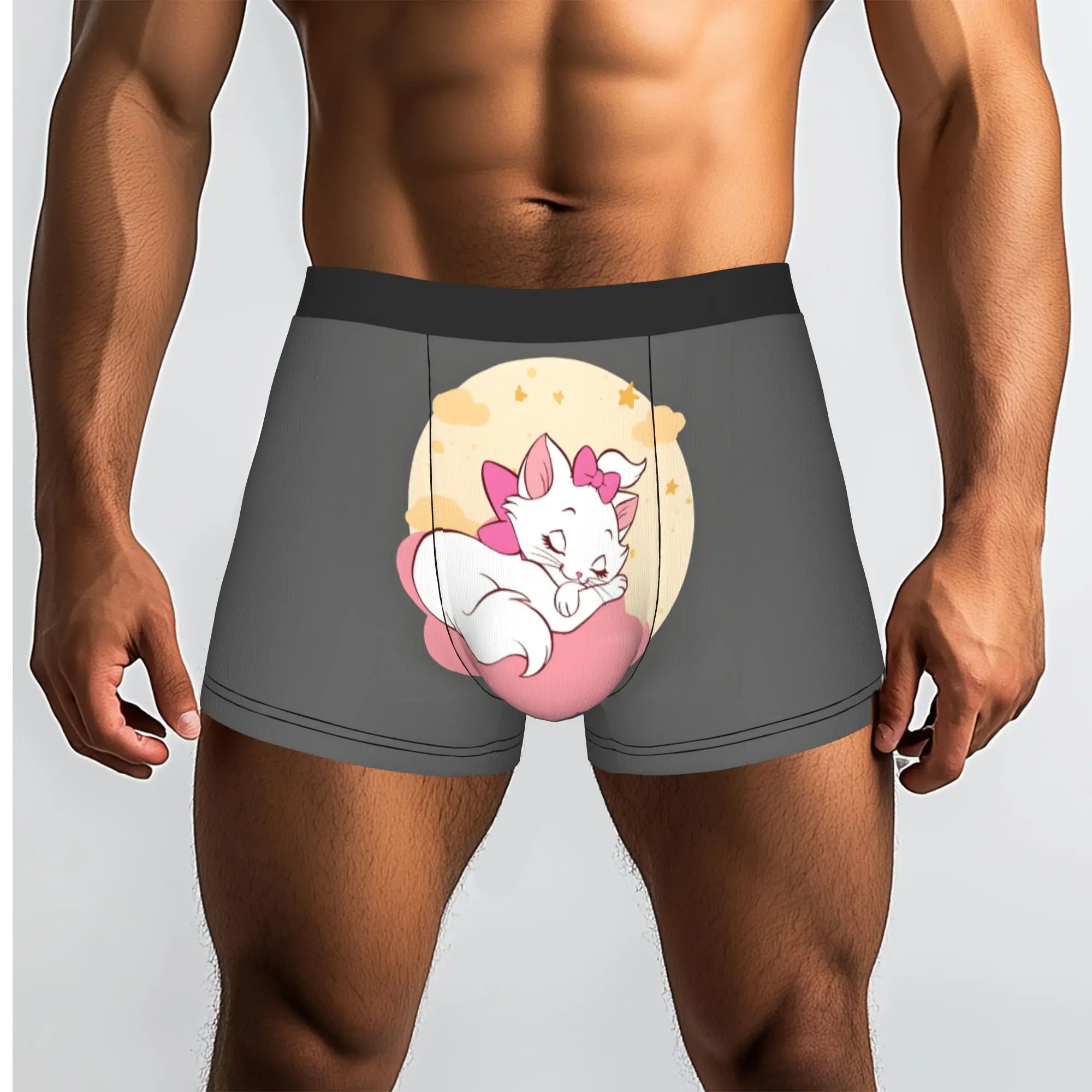 Customized Male Novelty M-Marie Cat Cartoon Underwear Cat Manga Boxer Briefs Stretch Shorts Panties Underpants