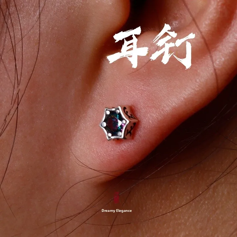 S925 Sterling Silver Earrings Unisex Sleepwear Friendly Unique Design Fashionable Decorative Allergy Free Waterproof Hexagonal