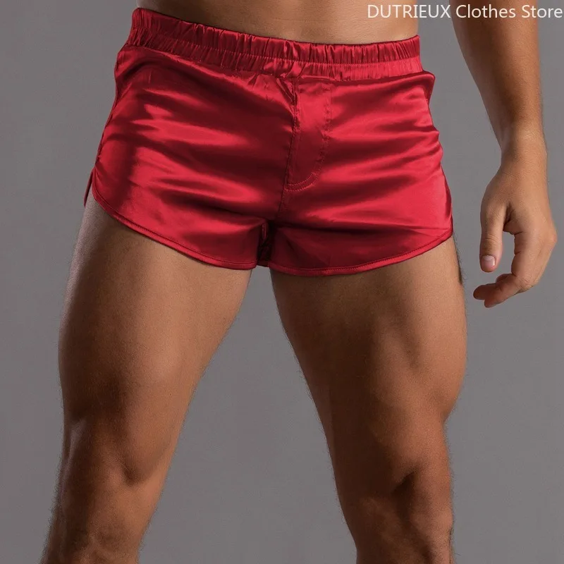 

Разноцветные шорты для ночного клуба High Street Fashion, 【Летняя роскошь 2025】Мужские шелковые мини-шорты, дышащие и гладкие домашние брюки