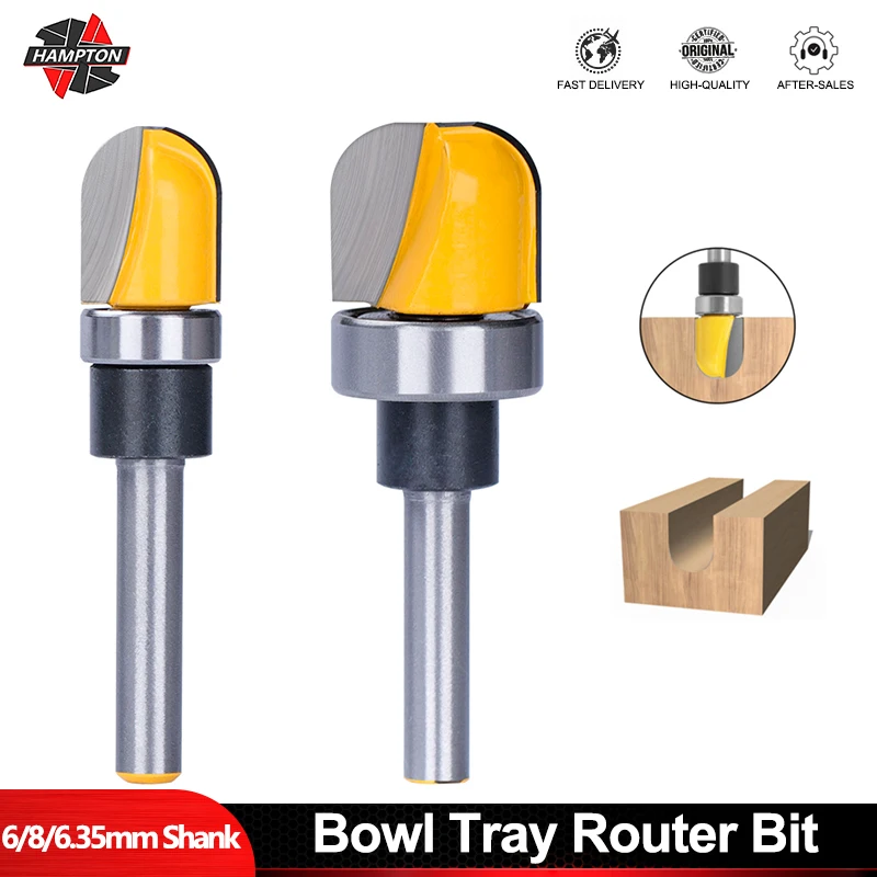 

6/8/6.35MM Shank Bowl & Tray Router Bit 1/2-3/4 Diameter Round Nose Milling Cutter Wood Router Bit for Woodworking Tool