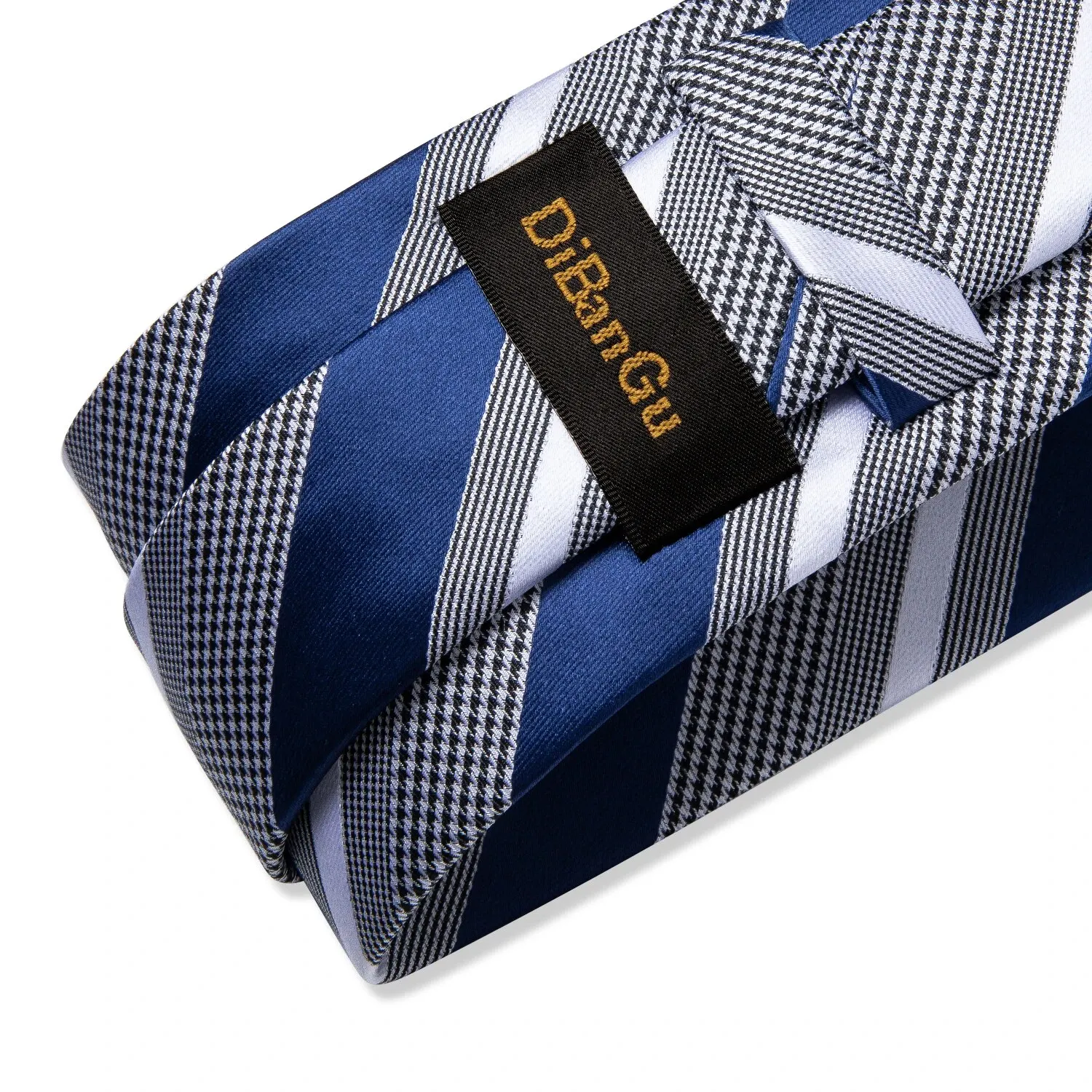 Luxury Blue Striped Polyester Ties for Men 8cm Width Wedding Business Prom Necktie Pocket Square Cufflinks Gift Men Accessories