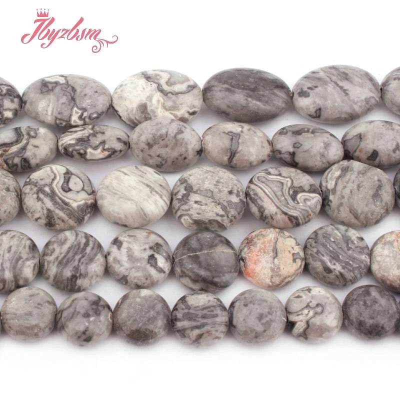 

Natural Stone Beads Gray Map Jasper Loose Spacer for DIY Jewelry Making Necklace Bracelet Earrings Strand 15 Inches