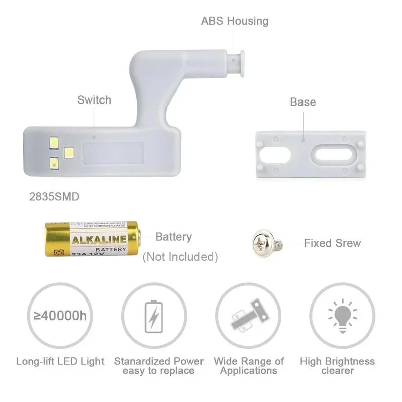 Imagem -06 - Led Dobradiça Interna Lâmpada Armário Luz de Indução Universal Guarda-roupa Armário Sensor Luzes Quarto Cozinha Armário Noite Lam 10 Peças