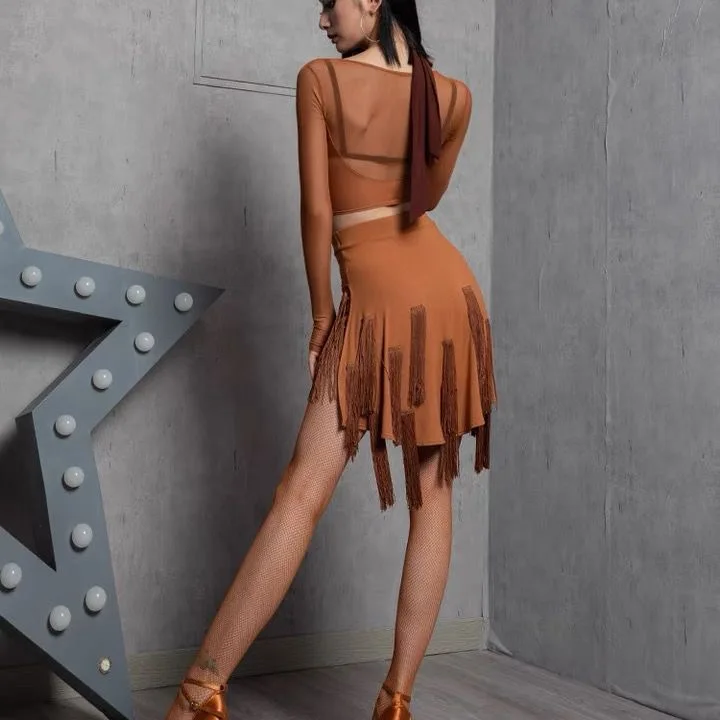 

Latin dance suit Dance suit top female dresses skirt Latin dance clothing women sexy Stage costume Line dress fringe