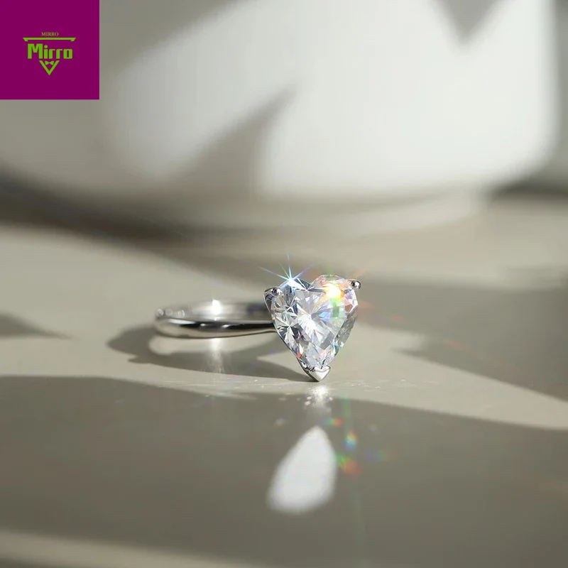 

Luxury Moissanite Wedding Ring Heart Shape Sparkling 1-4CT Diamond Engagement Band 925 Sterling Silver Jewelry