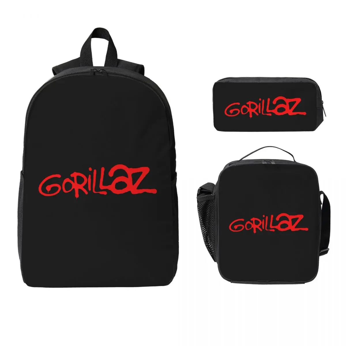 

Gorillaz Backpack Student Boys Girls BookBag School Bag Computer Shoulder Bags 3ps Insulated Lunch Bag Pencil Case
