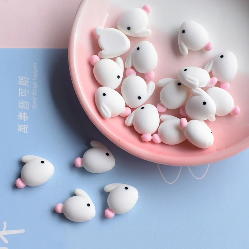 Kawaii Rabbit Slime Charm Flatback Cartoon Resin Animal DIY Kit Mix Ins For Fluffy Cloud Clear Crunchy Slime Supplies 1/5/10pcs