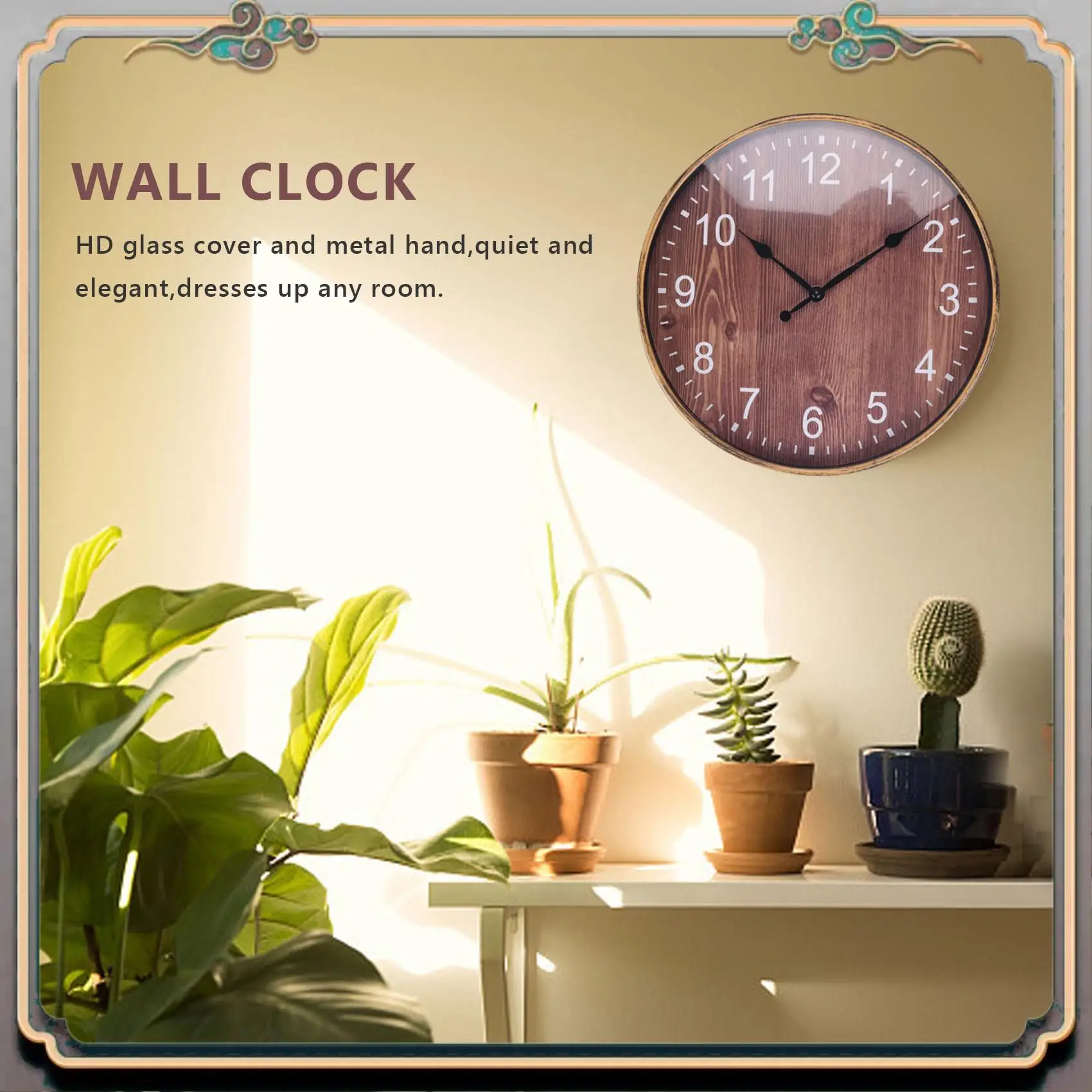 

Durable Silent Wood Grain Wall Clock, 3D Retro Wall Clock For Fashion/Living Room Decoration, 12 Inches