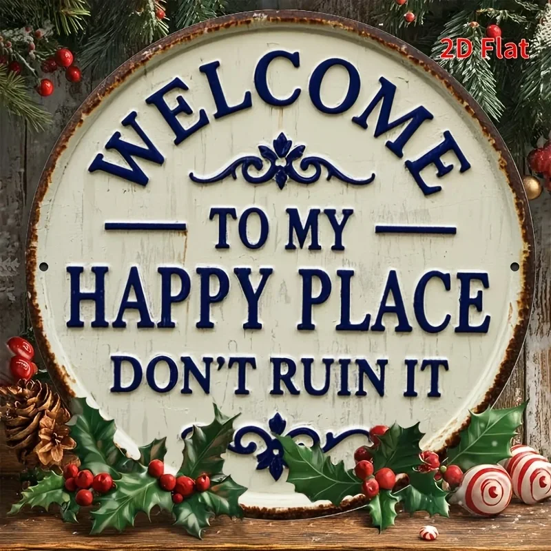 2D Flat, Rustic Wooden Welcome Sign - 
