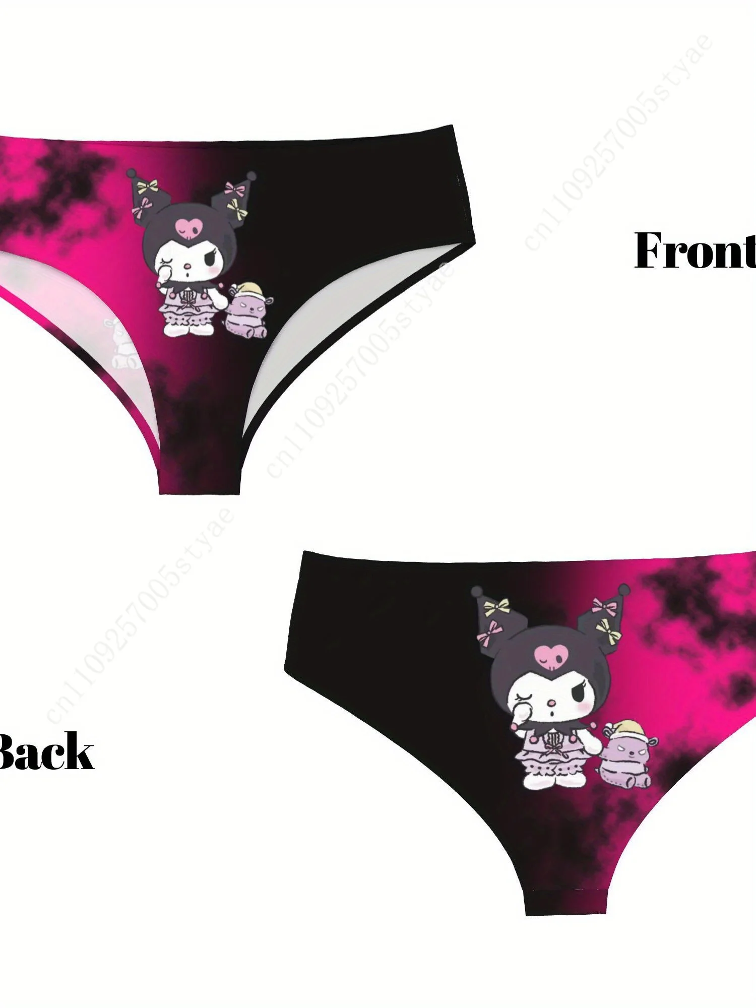 

1pc Sanrio Kuromi Women's Low-Rise Seamless Underwear - Cute Kuromi Face & Kuromi Outfit Full-Body Print Briefs, Ice Breathable