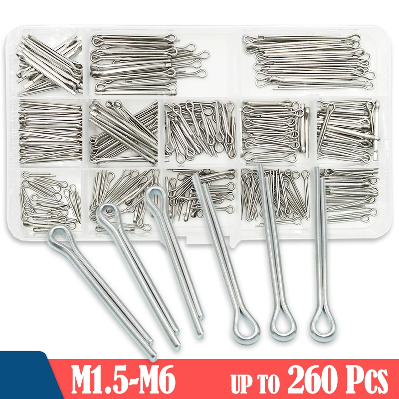 

304 Stainless Steel Cotter Pin for Automotive Mechanic Power Equipment Car M1.5 M2 M2.5 M3 M4 M5 M6 Hairpin U-pin Split Pins Kit