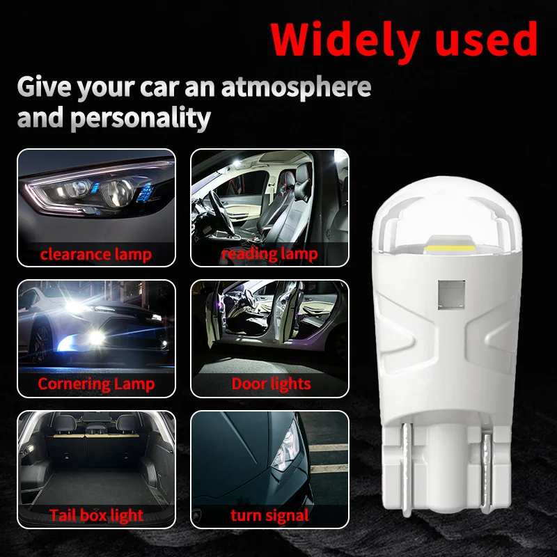 2x T10 W5W LED Bulbs Auto Sidemarker Parking Width Interior Dome Light Reading Lamp Multi-color 194 168 LED Car Signal Bulb 12V