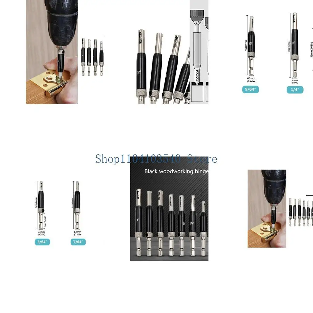 

02DC Centering Change Door Hinge Drill Bit Set Double-sided Hole Design